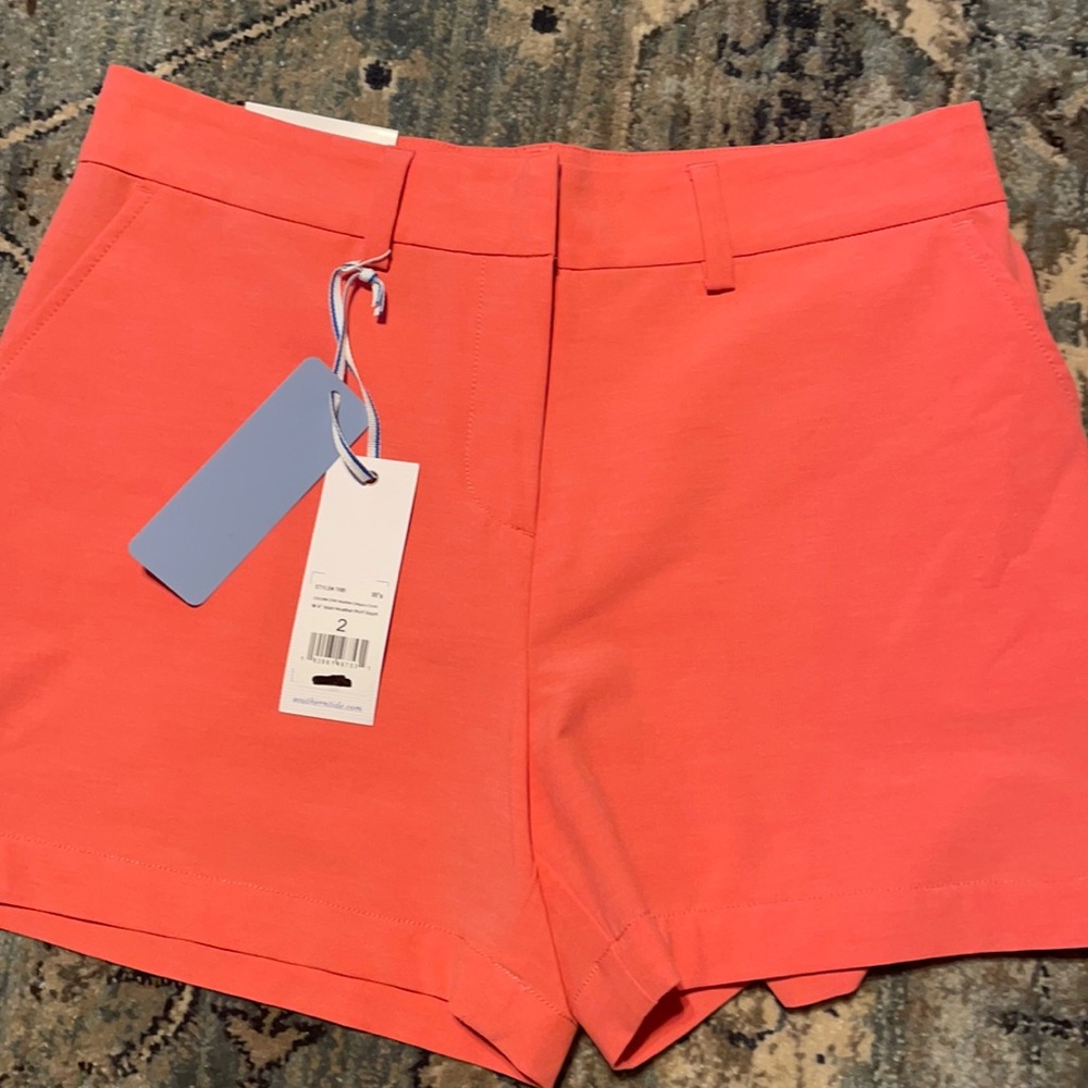 Southern Tide Performance Shorts: Coral — Size 2
